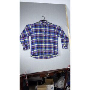 Cinch Shirt Mens Large Blue Green Plaid Button Down Western Rodeo Cotton Casual
